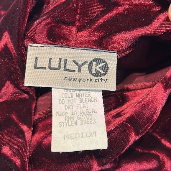 Luly K Long Dress Sz M Burgundy Mock Neck Short Sleeve Semi Formal Party Elegant - Picture 7 of 9